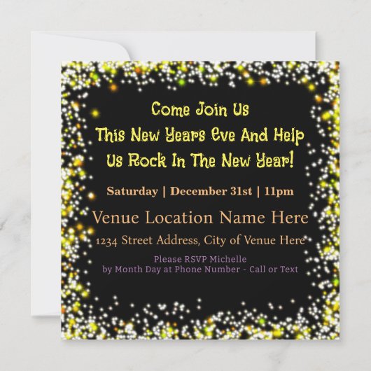 Rock the New Year Fun Rockin' Party Kaart (Achterkant)