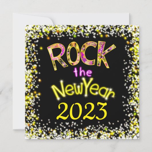 Rock the New Year Fun Rockin' Party Kaart (Voorkant)