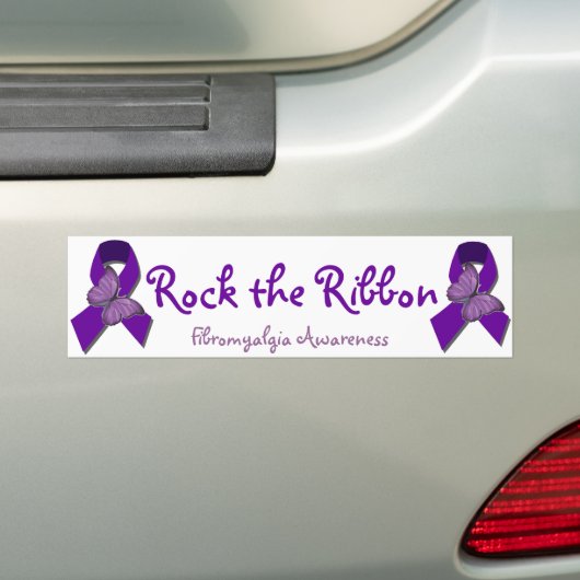 Rock the Ribbon Fibromyalgia Support Bumpersticker (Op auto)