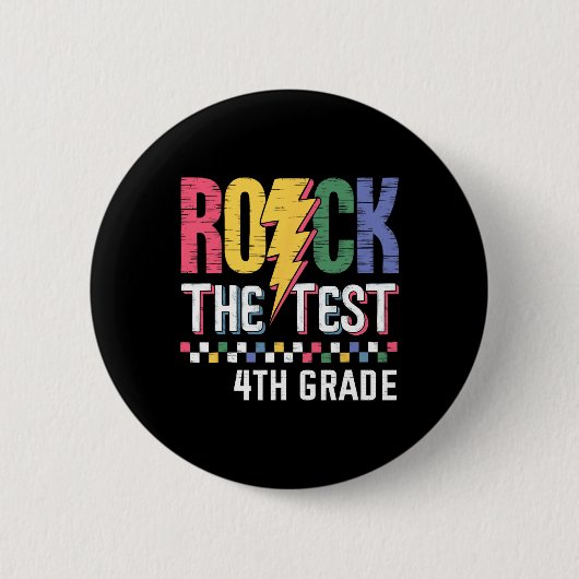 Rock The Test 4th Grade Testing Day Teacher Studen Ronde Button 5,7 Cm (Voorkant)