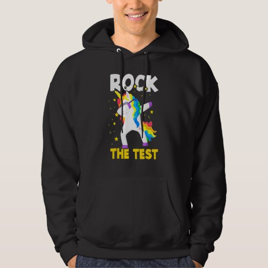 Rock The Test Day Student Teacher Dabbing Unicorn Hoodie (Voorkant)