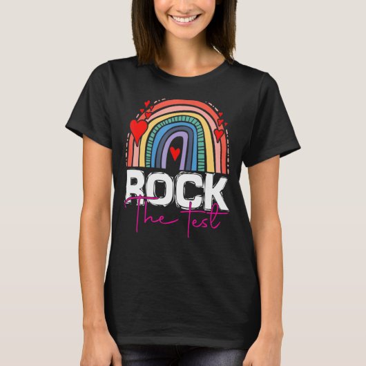 Rock The Test Day Teacher Rainbow Leopard T-shirt (Voorkant)