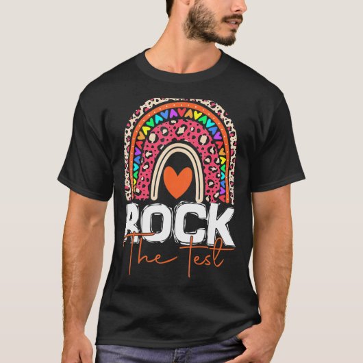Rock The Test Day Teacher Rainbow Leopard T-shirt (Voorkant)
