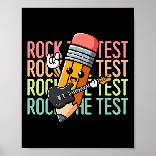Rock The Test Day Teacher Testing Day Motivational Poster (Voorkant)