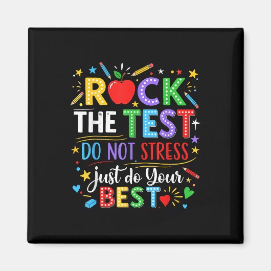 Rock The Test Day Testing Day Funny Teacher Mannen Magneet (Voorkant)