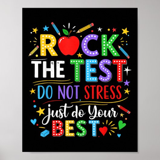Rock The Test Day Testing Day Funny Teacher Mannen Poster (Voorkant)