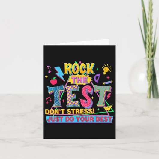 Rock The Test Dont Stress Motivational Teacher Tes Kaart (Voorkant)