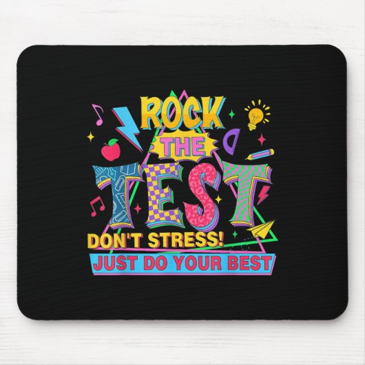 Rock The Test Dont Stress Motivational Teacher Tes Muismat (Voorkant)
