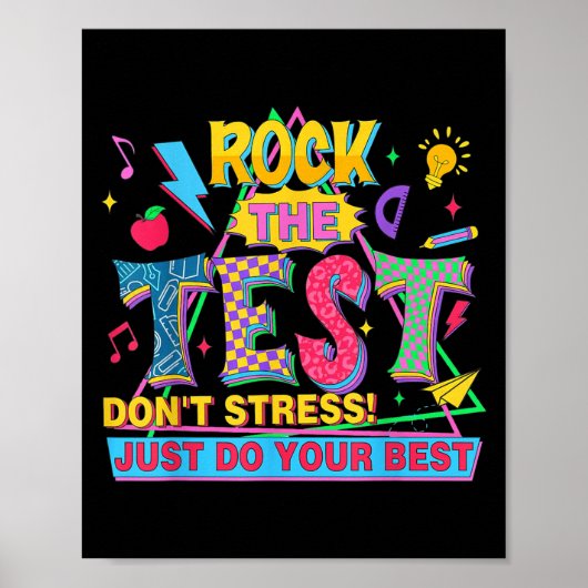 Rock The Test Dont Stress Motivational Teacher Tes Poster (Voorkant)