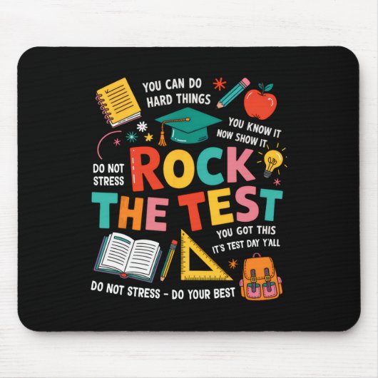 Rock The Test Funny Testing Day Teacher Student Te Muismat (Voorkant)