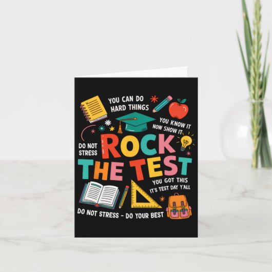 Rock The Test Grappig Testen Dag Leraar Te Kaart (Voorkant)