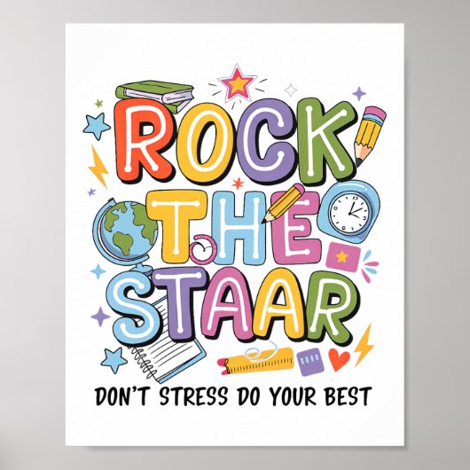 Rock The Test Staar-dag Docent Motiverende Testdag Poster (Voorkant)