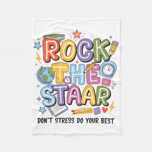 Rock The Test Staar Dag Leraar Motiverende Testi Fleece Deken (Voorkant)