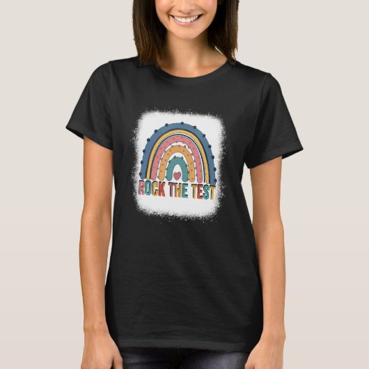 Rock The Test Teacher Test Day Testing Day Rainbow T-shirt (Voorkant)