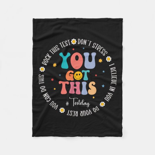 Rock The Test Teacher Testing Day Motivational Tes Fleece Deken (Voorkant)