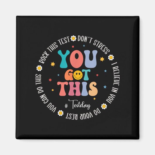 Rock The Test Teacher Testing Day Motivational Tes Magneet (Voorkant)