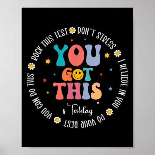 Rock The Test Teacher Testing Day Motivational Tes Poster (Voorkant)