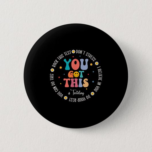 Rock The Test Teacher Testing Day Motivational Tes Ronde Button 5,7 Cm (Voorkant)