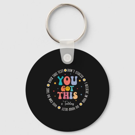 Rock The Test Teacher Testing Day Motivational Tes Sleutelhanger (Voorkant)