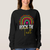 rock the test test day teacher testing day rainbow trui (Voorkant)