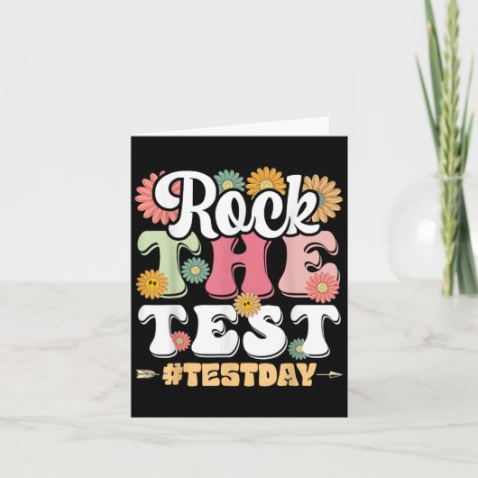 Rock The Test Testing Day Groovy Motivational Teac Kaart (Voorkant)