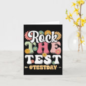 Rock The Test Testing Day Groovy Motivational Teac Kaart (Gele Bloem)