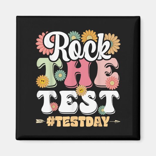 Rock The Test Testing Day Groovy Motivational Teac Magneet (Voorkant)