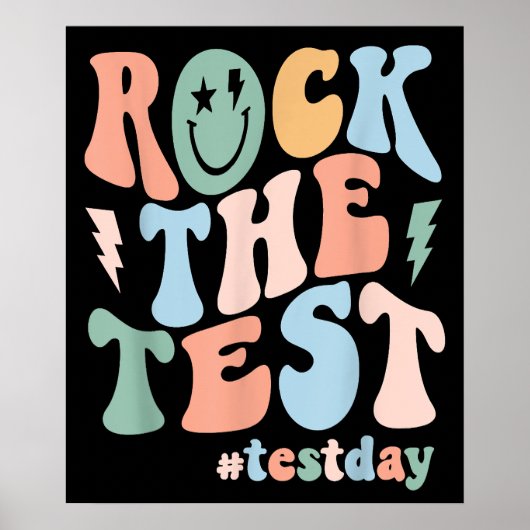 Rock The Test Testing Day Motivational Teacher Poster (Voorkant)
