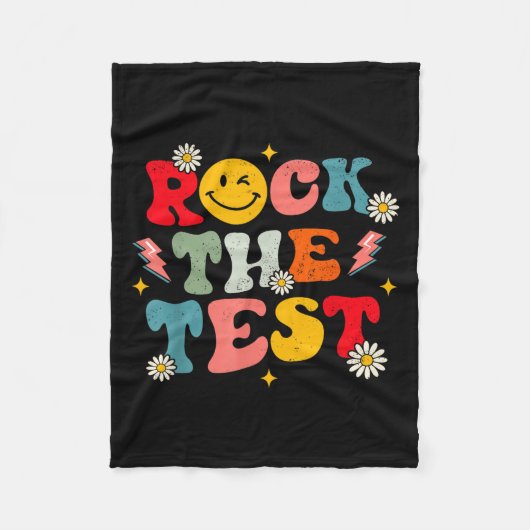 Rock The Test Testing Day Retro Motivational Teach Fleece Deken (Voorkant)