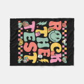 Rock The Test Testing Day Retro Motivational Teach Fleece Deken (Voorkant (Horizontaal))