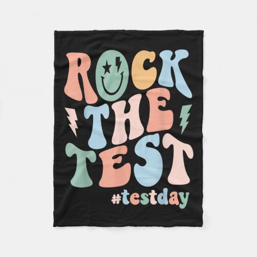 Rock The Test Testing Day Retro Motivational Teach Fleece Deken (Voorkant)