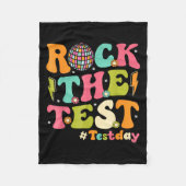 Rock The Test Testing Day Retro Motivational Teach Fleece Deken (Voorkant)