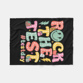 Rock The Test Testing Day Retro Motivational Teach Fleece Deken (Voorkant (Horizontaal))