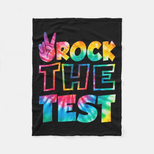 Rock The Test Testing Day Retro Motivational Teach Fleece Deken (Voorkant)