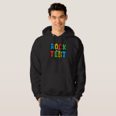 Rock The Test Testing Day Retro Motivational Teach Hoodie (Voorkant volledig)