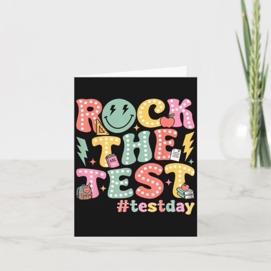 Rock The Test Testing Day Retro Motivational Teach Kaart (Voorkant)