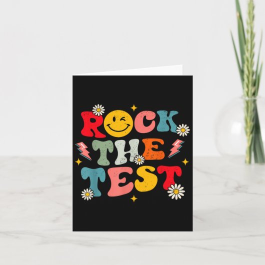 Rock The Test Testing Day Retro Motivational Teach Kaart (Voorkant)