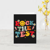 Rock The Test Testing Day Retro Motivational Teach Kaart (Gele Bloem)