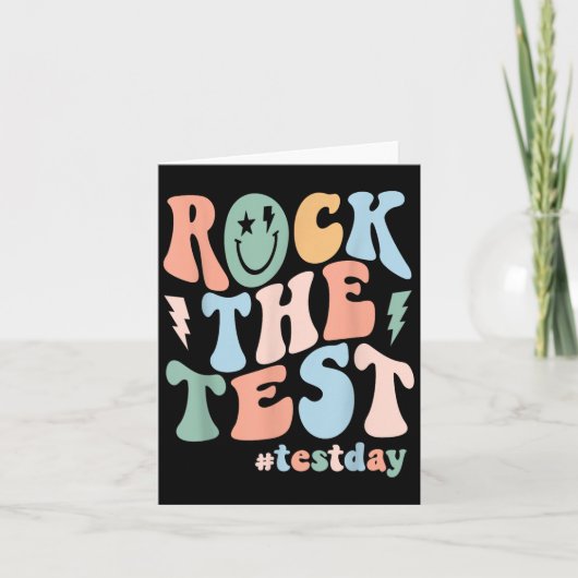 Rock The Test Testing Day Retro Motivational Teach Kaart (Voorkant)