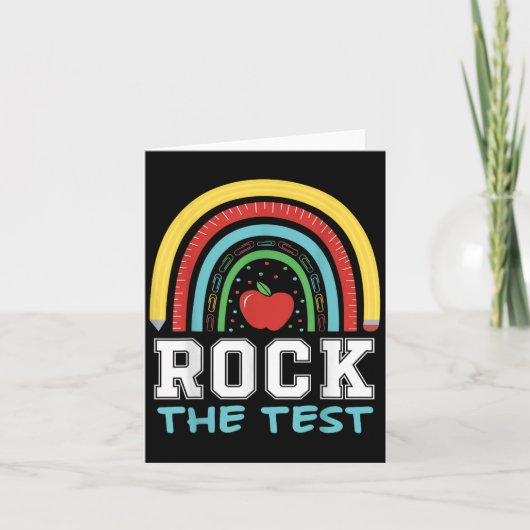 Rock The Test Testing Day Retro Motivational Teach Kaart (Voorkant)