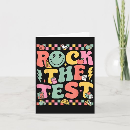 Rock The Test Testing Day Retro Motivational Teach Kaart (Voorkant)