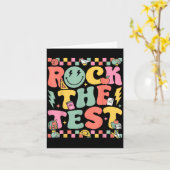 Rock The Test Testing Day Retro Motivational Teach Kaart (Gele Bloem)