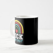 Rock The Test Testing Day Retro Motivational Teach Koffiemok (Voorkant links)