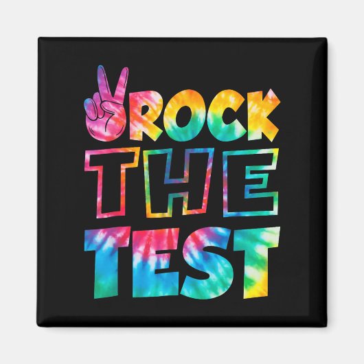 Rock The Test Testing Day Retro Motivational Teach Magneet (Voorkant)