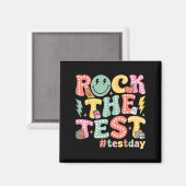 Rock The Test Testing Day Retro Motivational Teach Magneet (Voorkant / Achterkant)