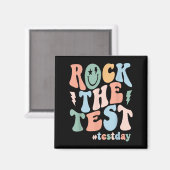 Rock The Test Testing Day Retro Motivational Teach Magneet (Voorkant / Achterkant)