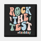 Rock The Test Testing Day Retro Motivational Teach Magneet (Voorkant)