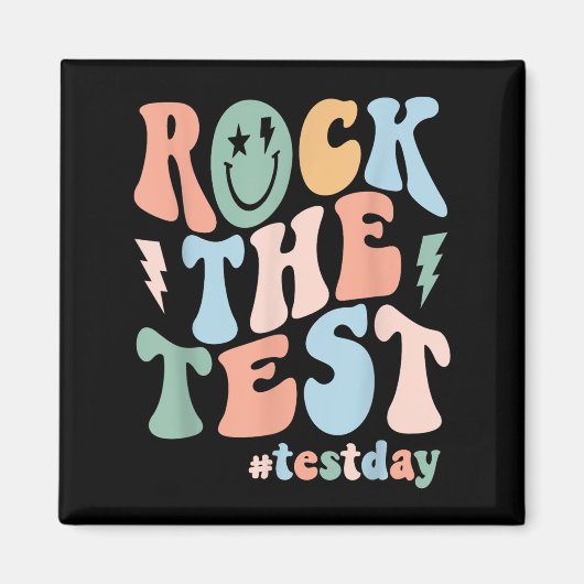 Rock The Test Testing Day Retro Motivational Teach Magneet (Voorkant)