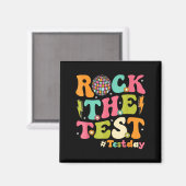 Rock The Test Testing Day Retro Motivational Teach Magneet (Voorkant / Achterkant)