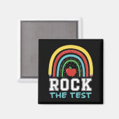 Rock The Test Testing Day Retro Motivational Teach Magneet (Voorkant / Achterkant)